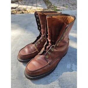 VTG 1960s Cushioned Gold Bond Work Boots Leather Moc Toe Hunting Mens Size 10.5